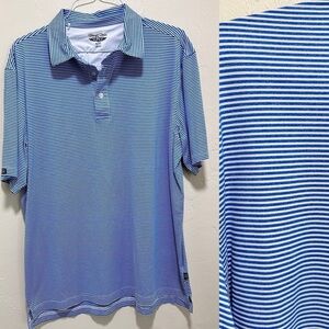 Straight Down Performance Mens Golf Polo Shirt blue white stripe size XL​​​​